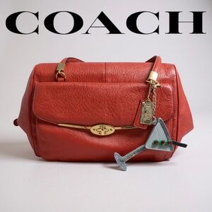 Coach Madison Madeline East West Satchel 25166 Burnt Orange Rust Pebbled Leather